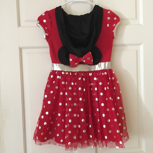 Disney Minnie Mouse (7/8) Halloween Costume or Dress Up Play Red Dress Hooded - Picture 11 of 12